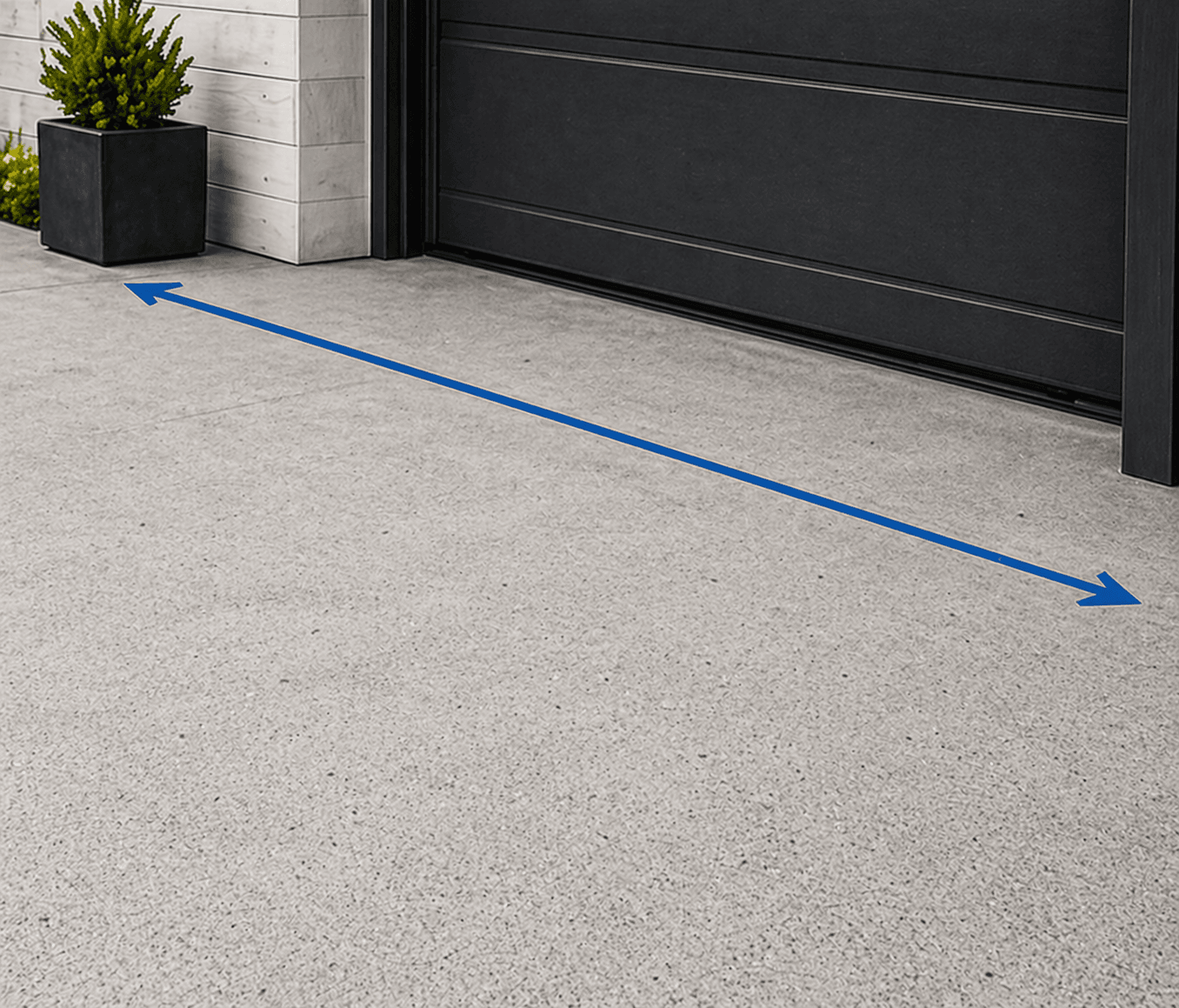 Marking the trench drain run across a garage opening