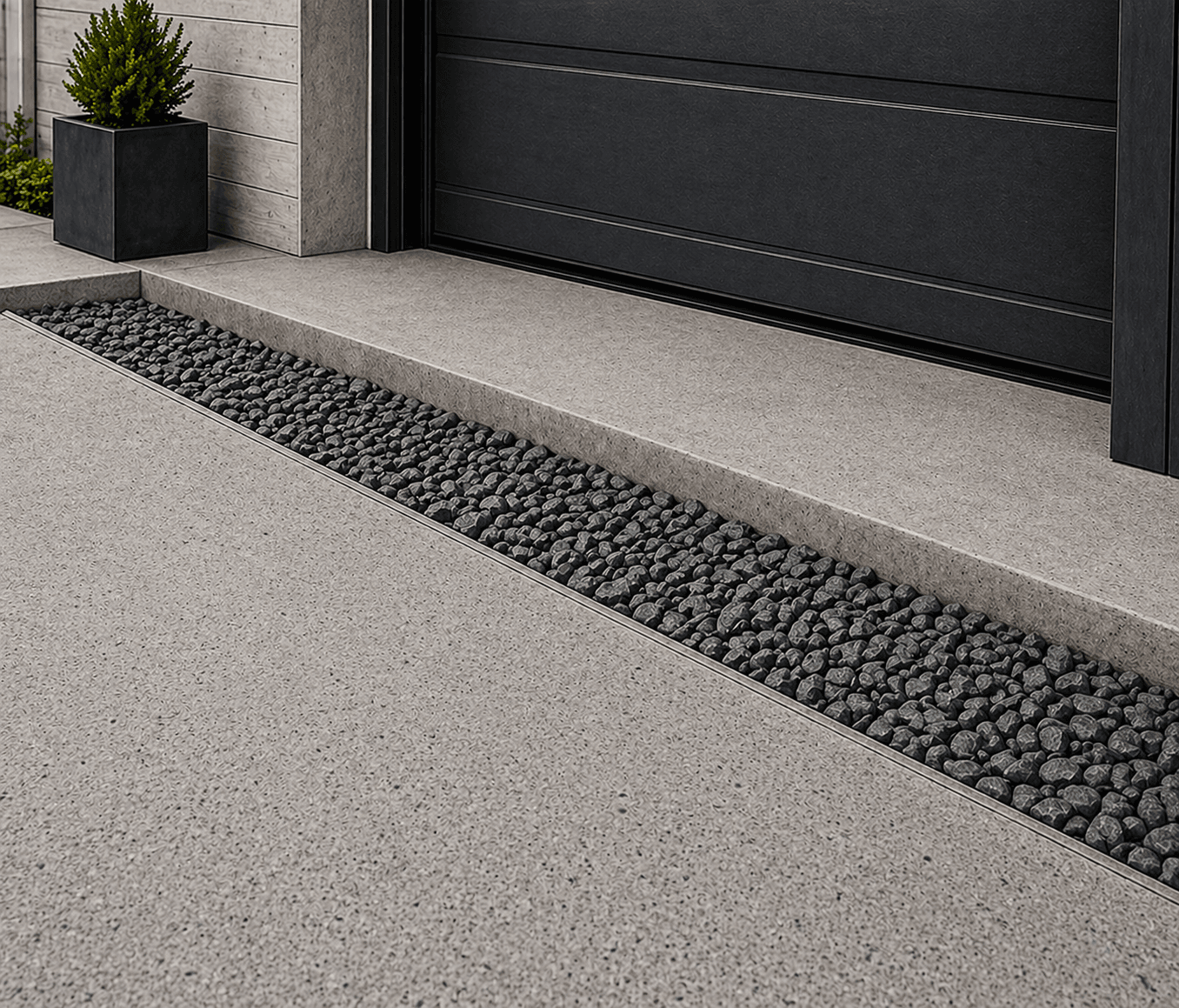 Compacted gravel base prepared for the channel